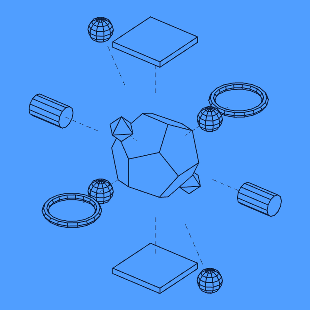 Product, isometric wireframe illustration